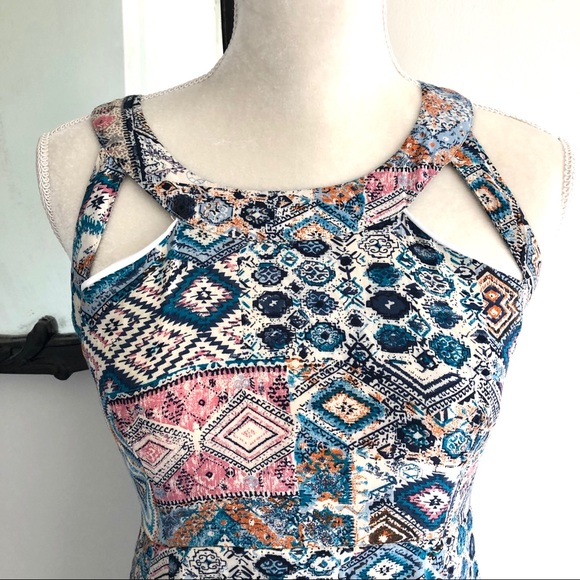 Solitaire Tribal Print Racerback Maxi Dress. - Picture 3 of 7
